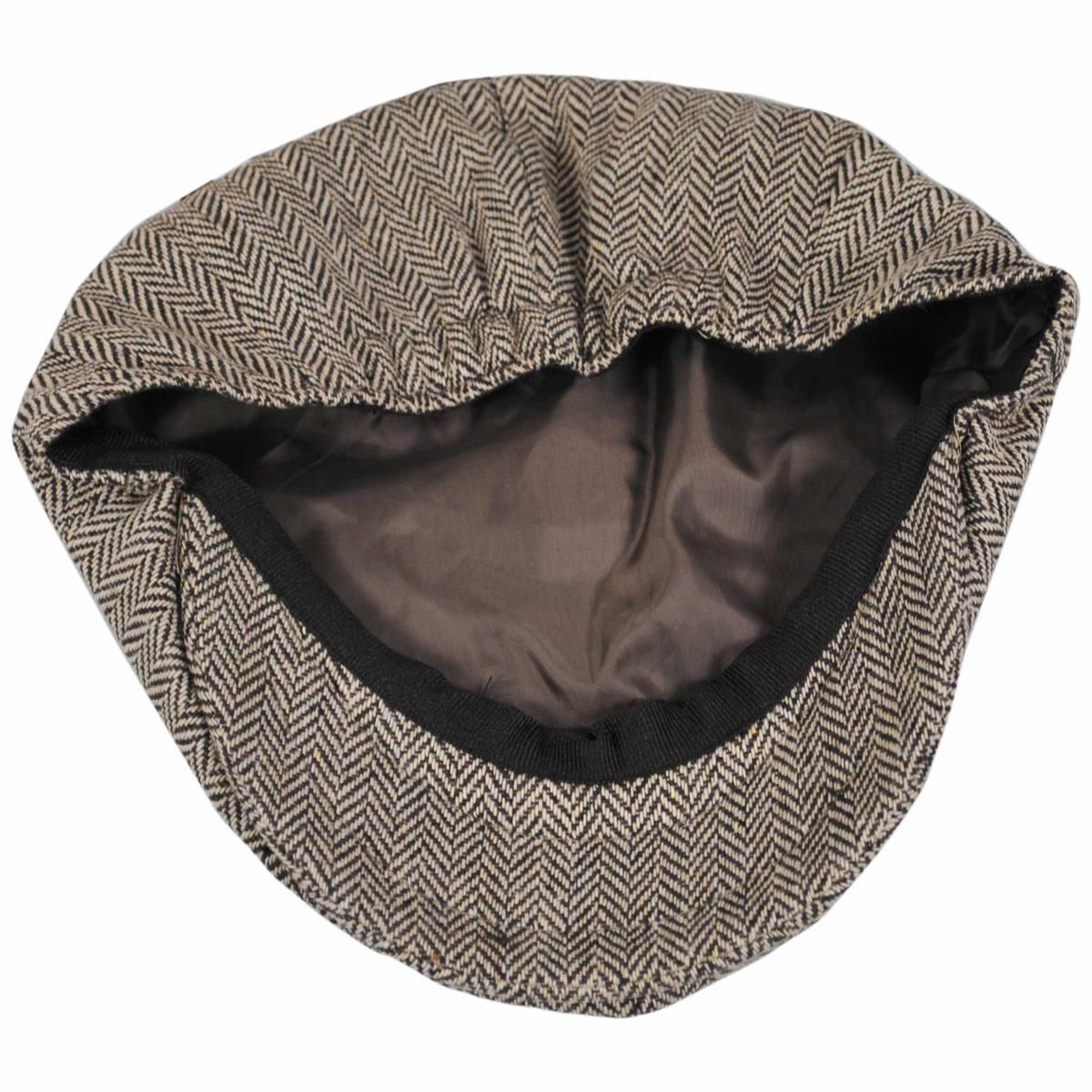 Jaxon Hats | Kid's Herringbone Wool Blend Newsboy Cap | 512100 | under | BROWN