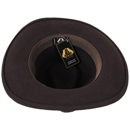 Jaxon Hats | Ford Crushable Wool Felt Fedora Hat | 135004 | under | BROWN