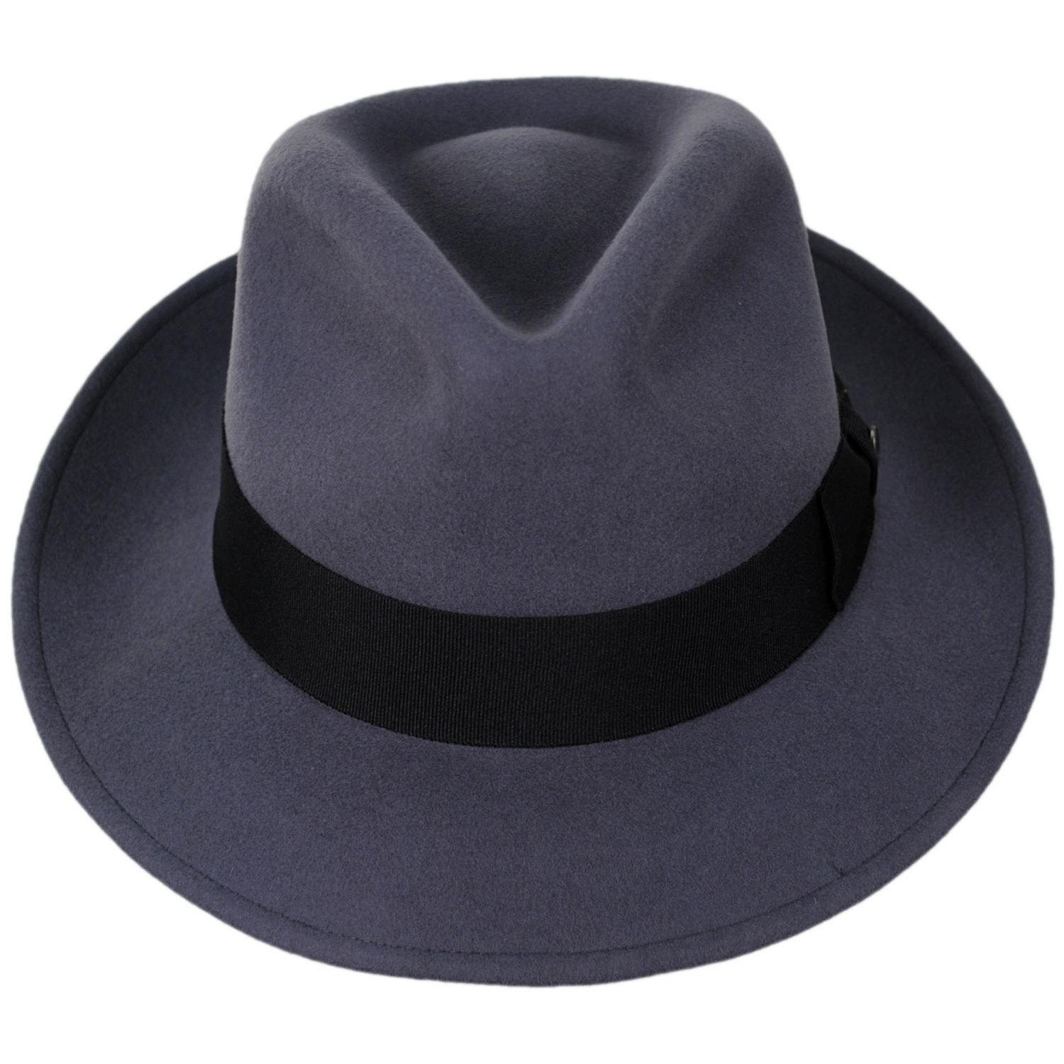Jaxon Hats | C-Crown Crushable Wool Felt Fedora Hat | 135003 | front | GREY