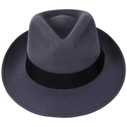 Jaxon Hats | C-Crown Crushable Wool Felt Fedora Hat | 135003 | front | GREY