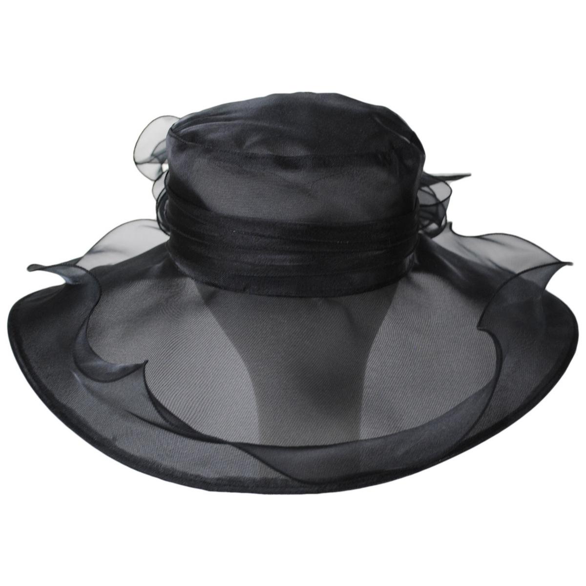 San Diego Hat Company | Organza Pearl Boater Dress Hat | 121052 | front | BLACK