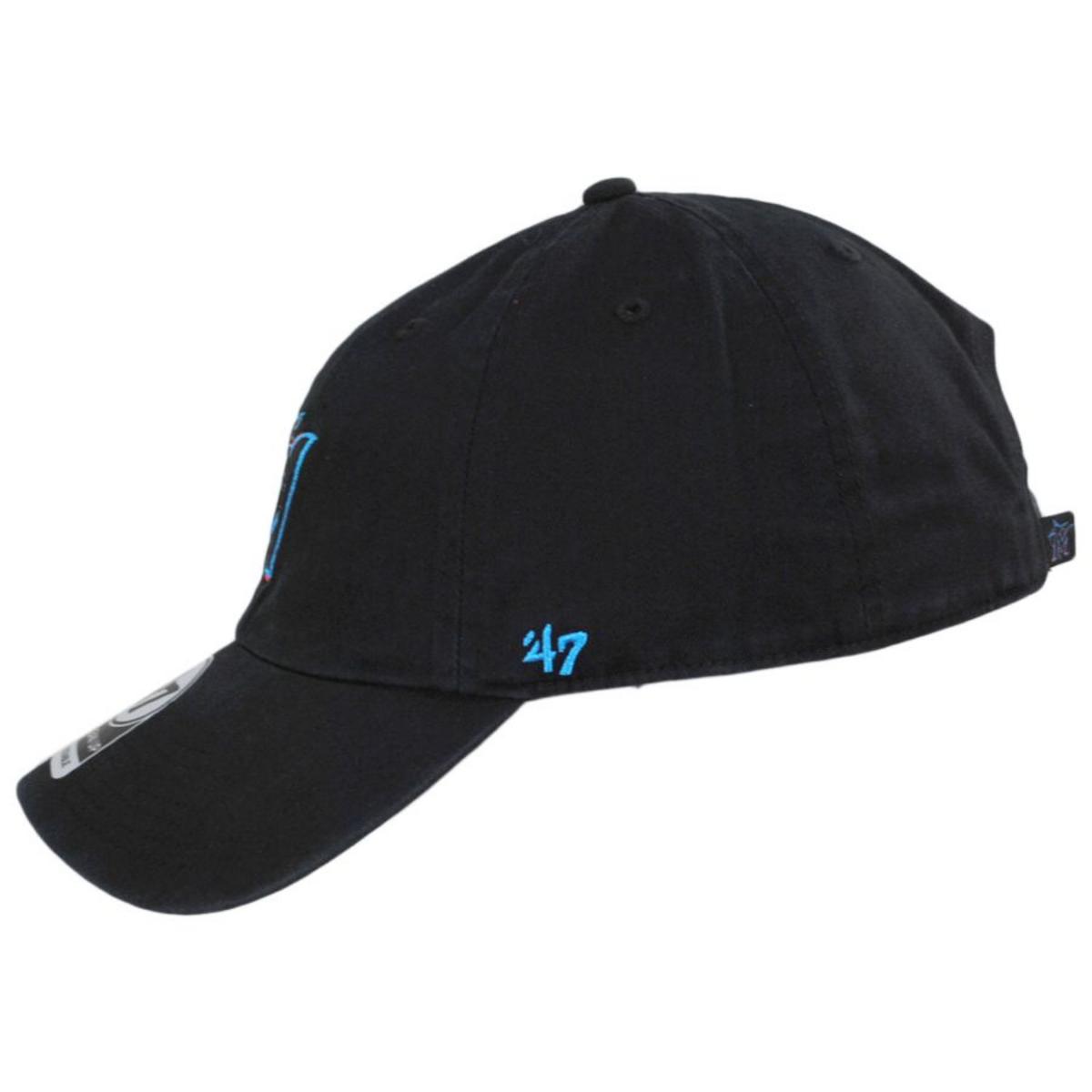 47 Brand | Miami Marlins MLB Clean Up Strapback Baseball Cap Dad Hat | 203261 | profile | BLACK
