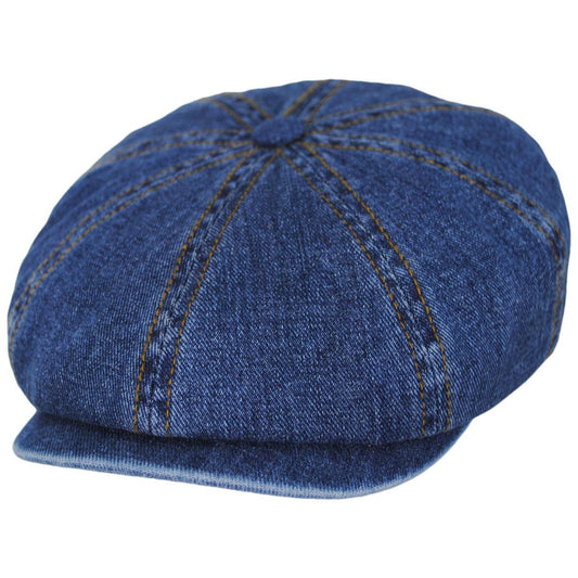 Stetson | Hatteras Cotton Denim Newsboy Cap | 160181 | lead | DENIM BLUE