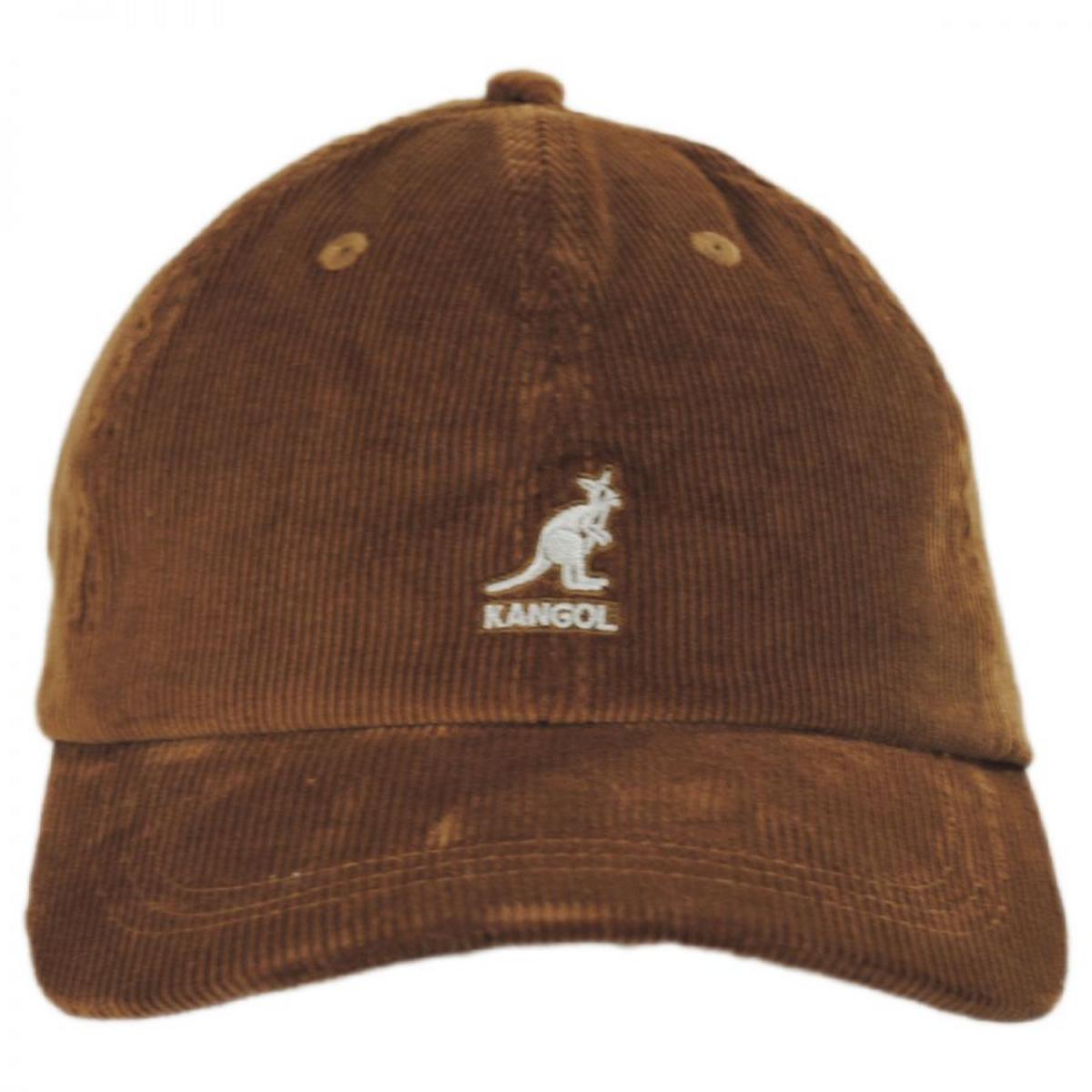 Kangol | Logo Corduroy Strapback Baseball Cap Dad Hat | 201182 | front | WOOD
