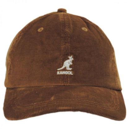 Kangol | Logo Corduroy Strapback Baseball Cap Dad Hat | 201182 | front | WOOD