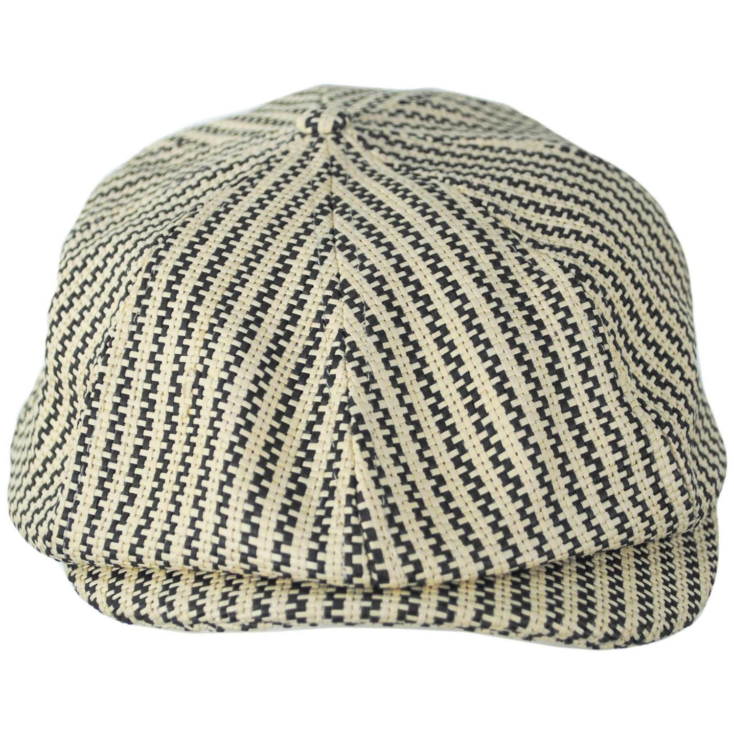 BRIXTON HATS | Brood Straw Lightweight Newsboy Cap | 161558 | front | NATURAL/BLACK STRAW