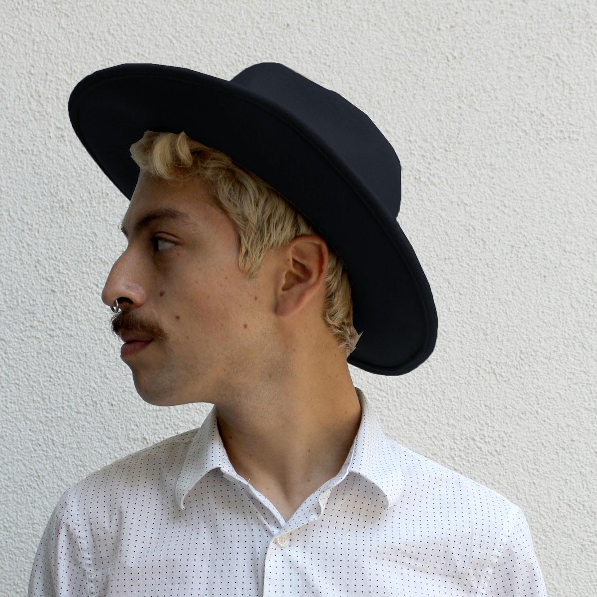 Jaxon Hats | Colorado Ultra Wide Brim Wool Felt Fedora Hat | 135200 | lsmthree | BLACK