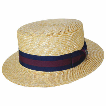 Jaxon Hats | Striped Band Wheat Straw Skimmer Hat | 129005 | lead | NATURAL