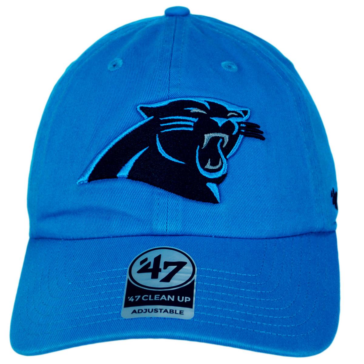 47 Brand | Carolina Panthers NFL Clean Up Strapback Baseball Cap Dad Hat | 203520 | front | GLACIER BLUE
