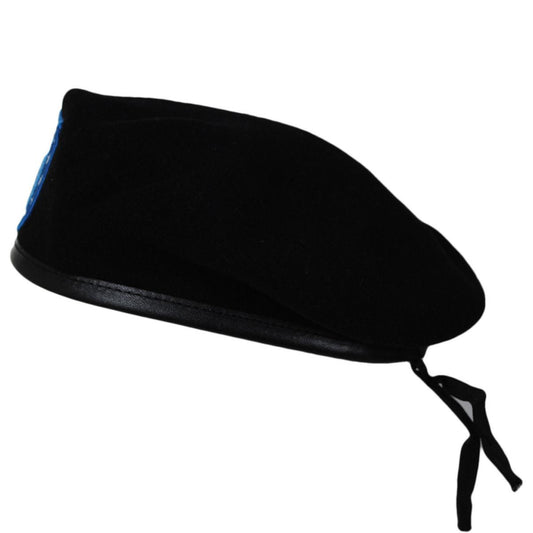 Village Hat Shop | Army Wool Military Beret with Flash | 151109 | lead | BLACK