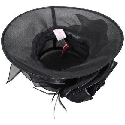 Sophia | Grand Rose Organza Dress Hat | 122963 | under | BLACK