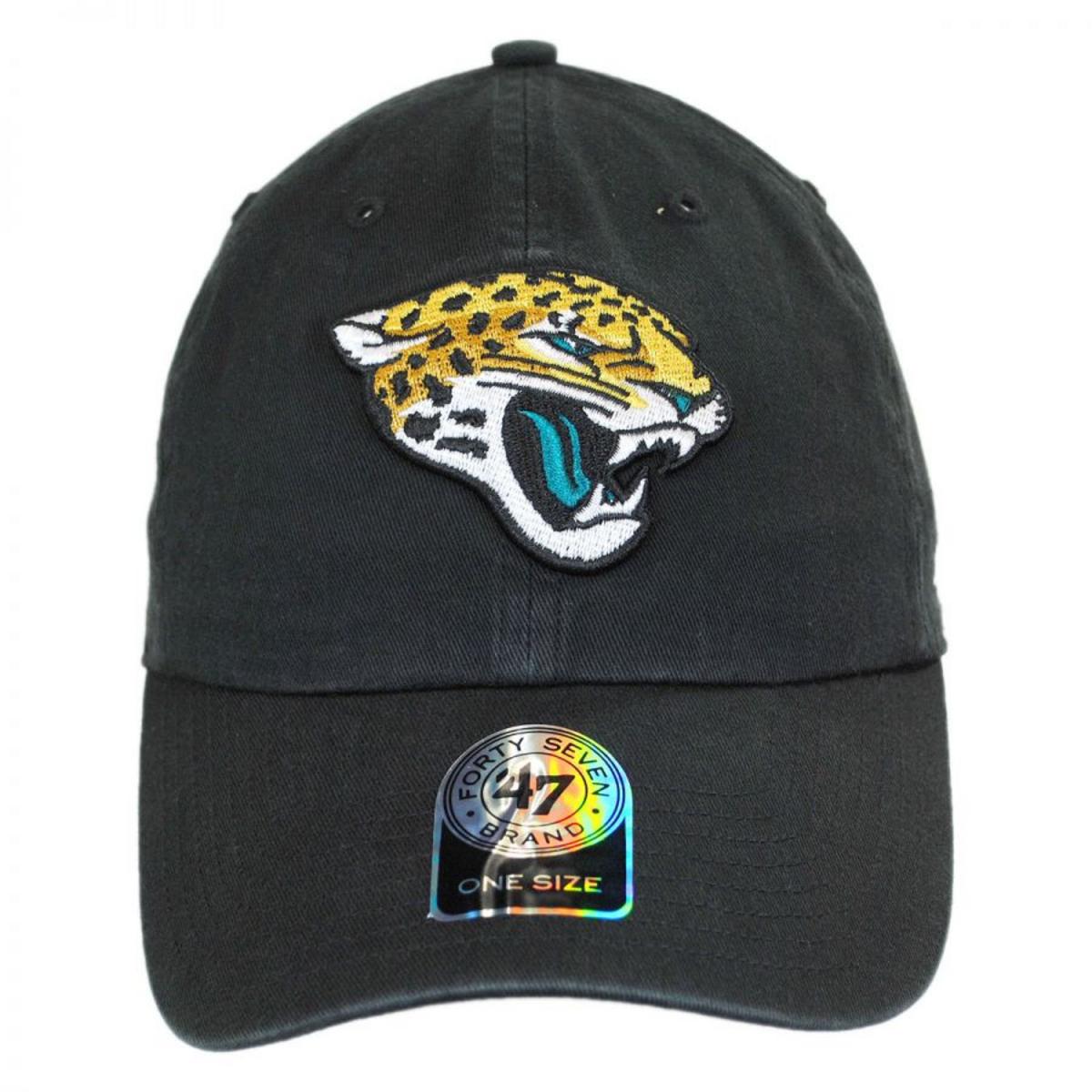 47 Brand | Jacksonville Jaguars NFL Clean Up Strapback Baseball Cap Dad Hat | 203490 | front | BLACK