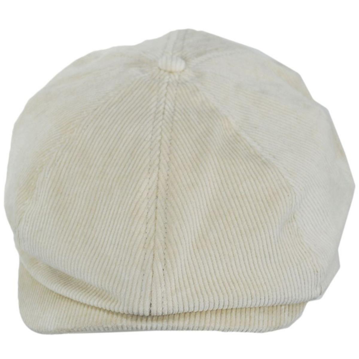BRIXTON HATS | Brood Cotton Corduroy Newsboy Cap - White Cap | 161531WC | front | WHITE CAP