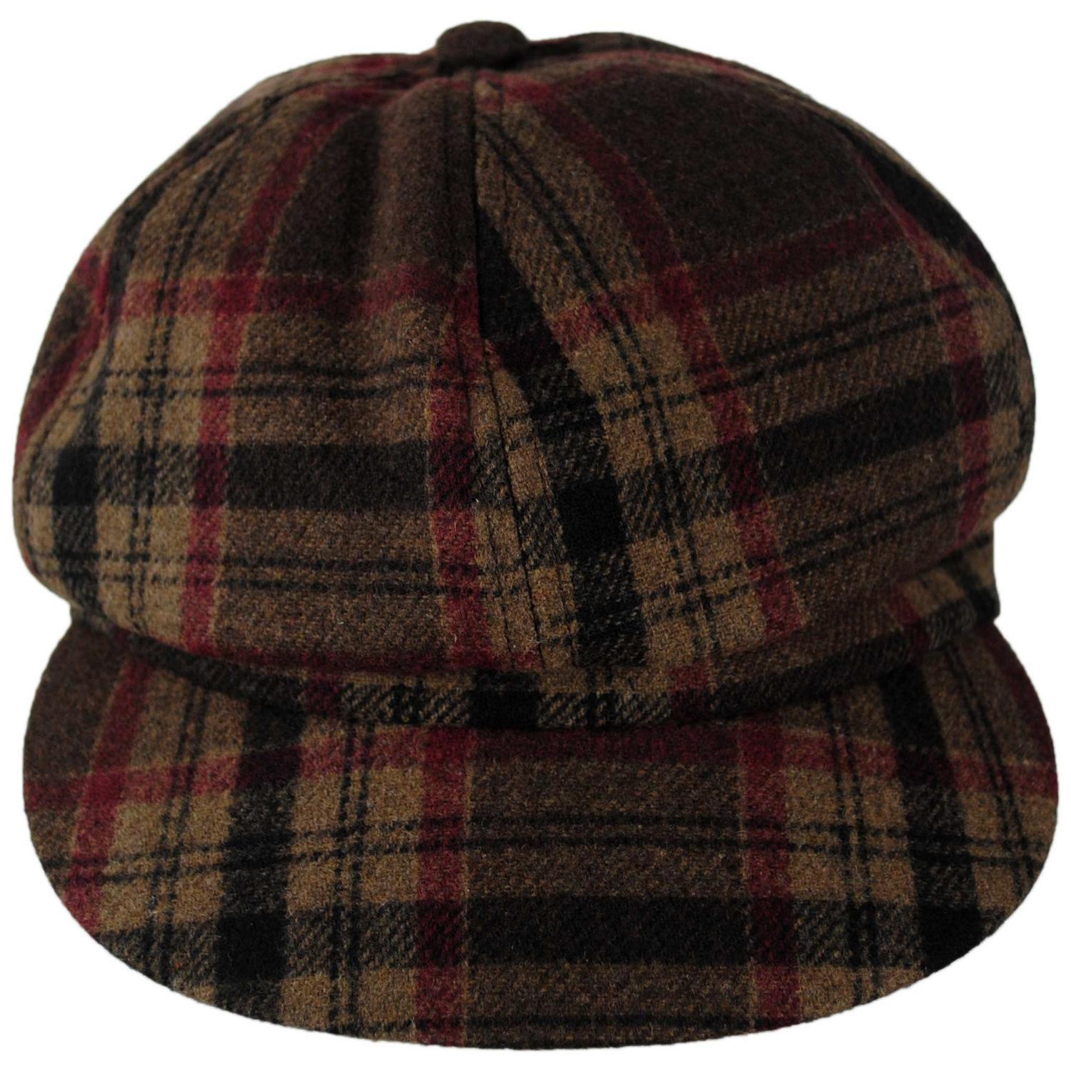 BRIXTON HATS | Bailey Plaid Newsboy Cap | 161525 | front | SAND/RED/BROWN