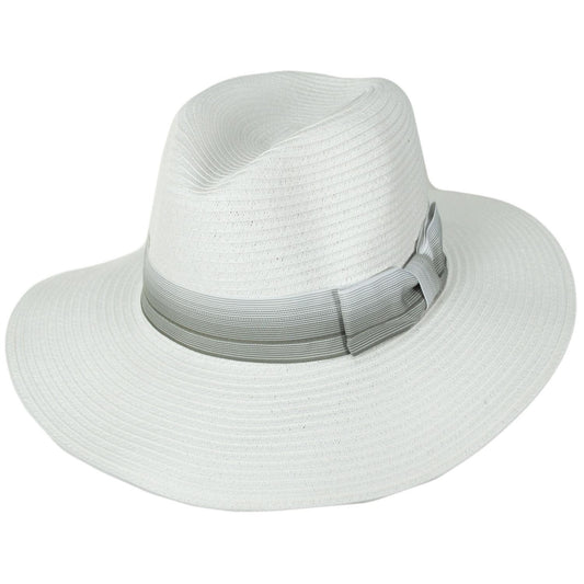 Physician Endorsed | Sicily Toyo Straw Fedora Hat | 102650 | lead | WHITE/GREY