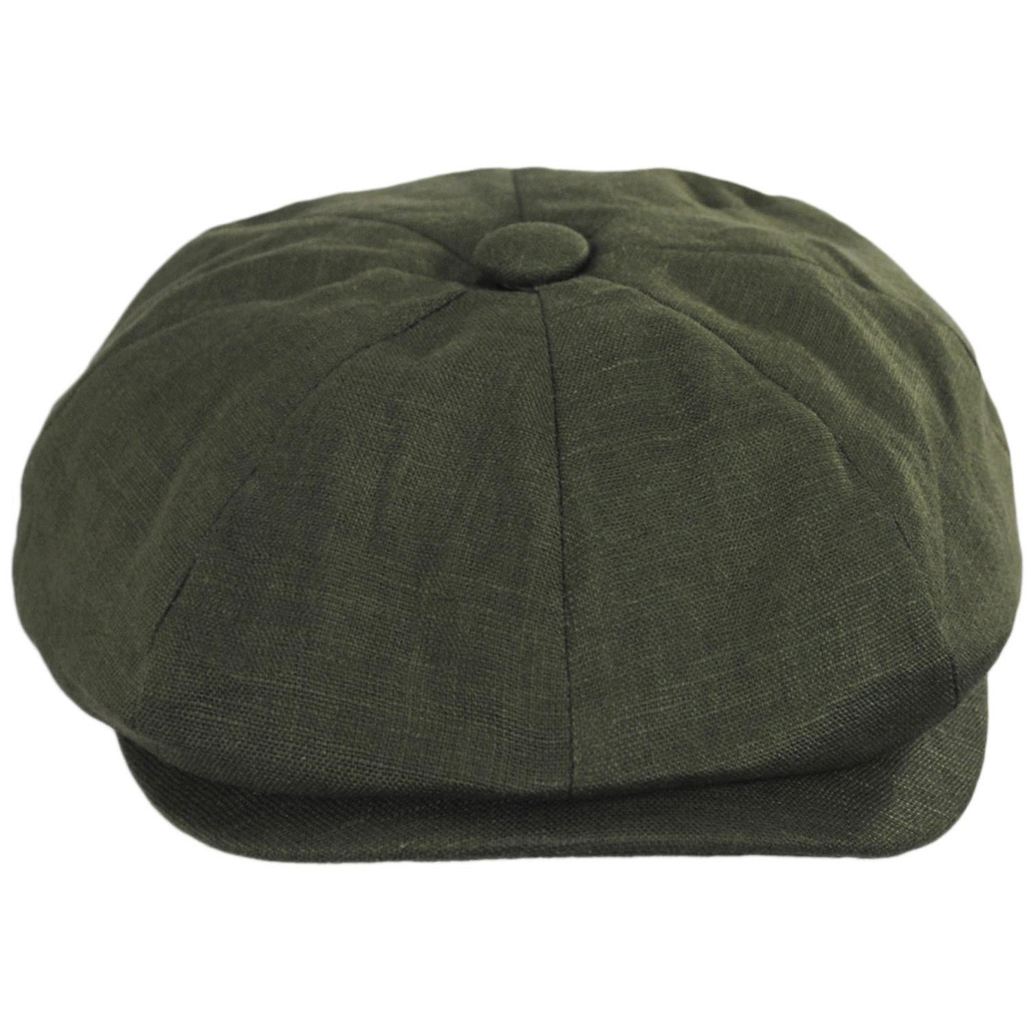 Jaxon Hats | Linen and Cotton Newsboy Cap | 167774 | front | OLIVE GREEN