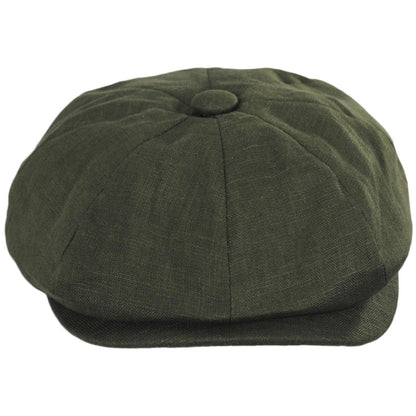 Jaxon Hats | Linen and Cotton Newsboy Cap | 167774 | front | OLIVE GREEN
