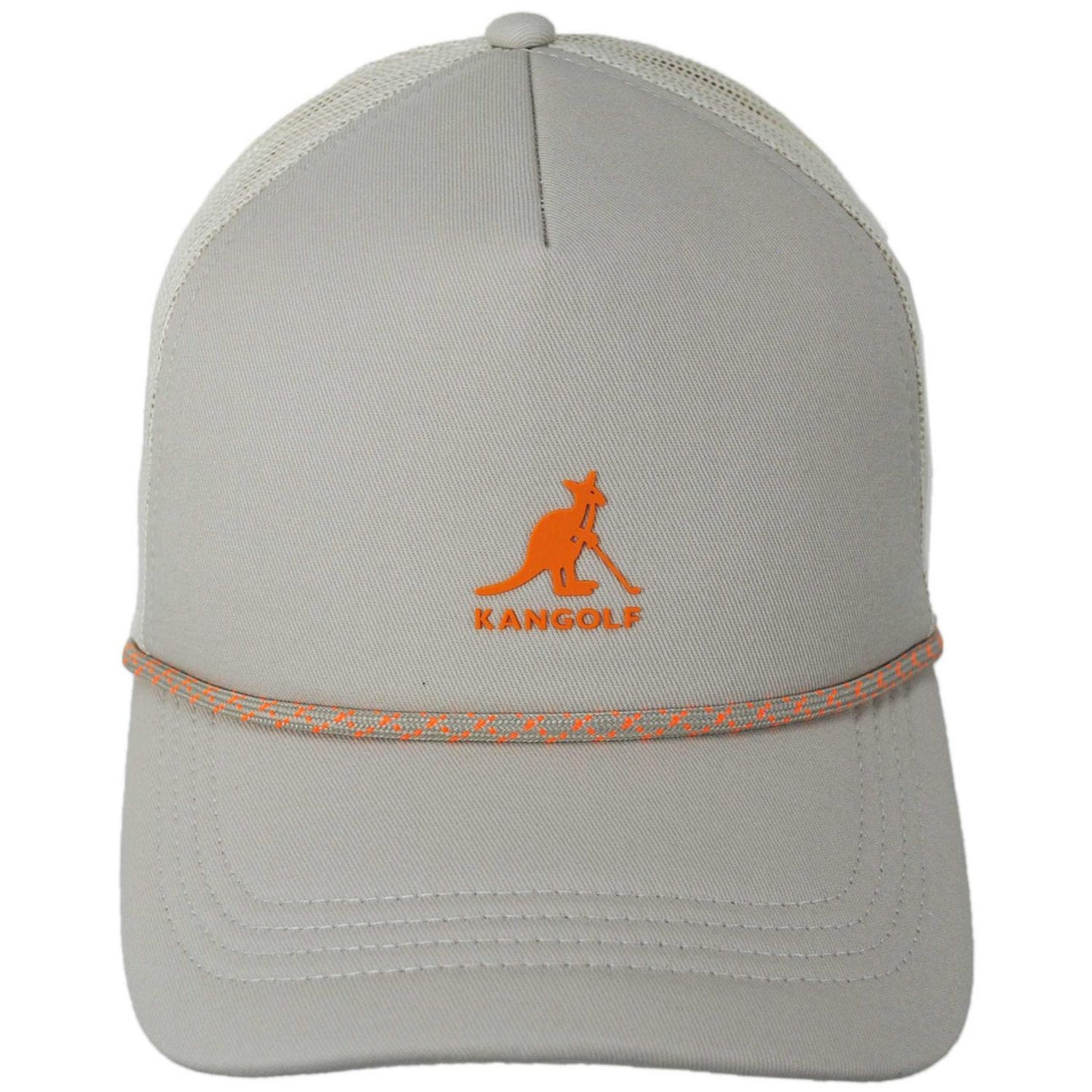 Kangol | Kangolf Cotton Mesh Trucker Snapback Baseball Cap | 201144 | front | KHAKI