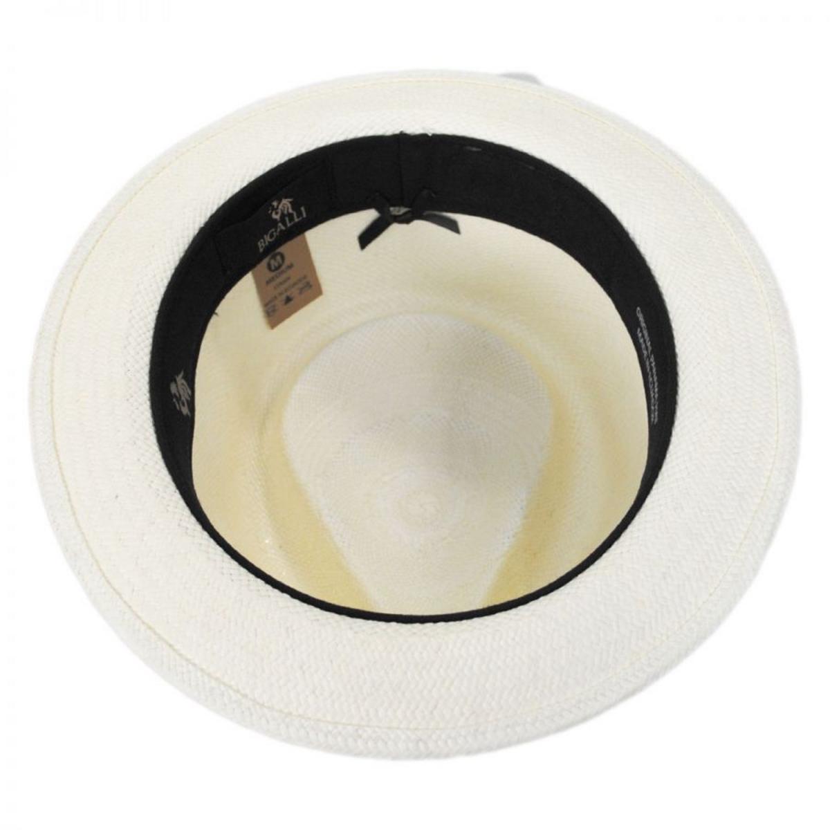 Bigalli | Boston Panama Straw Trilby Fedora Hat | 129202 | under | WHITE