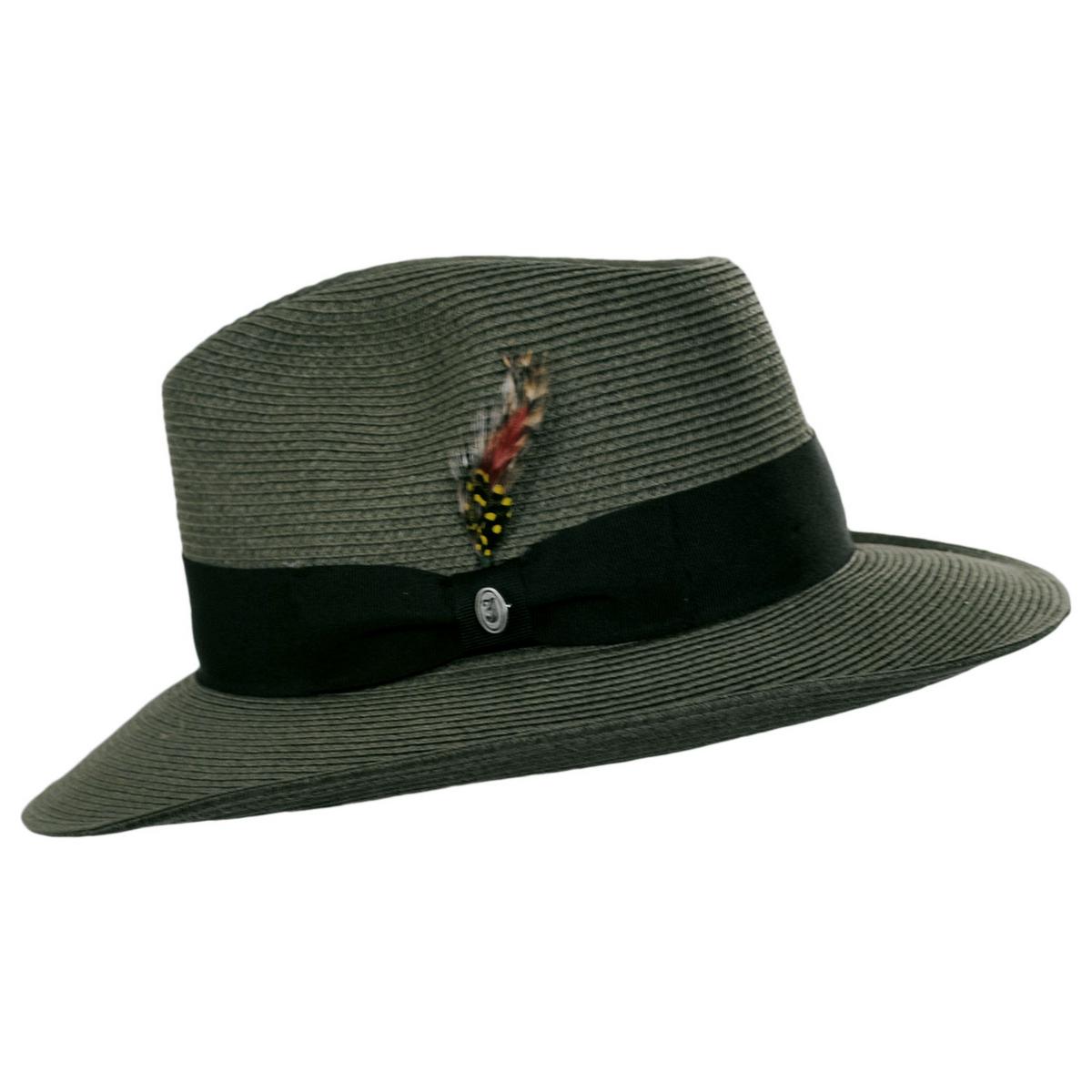 Jaxon Hats | Wholesale Summer C-Crown Toyo Straw Fedora Hat B2B Pre-Pack | B2B129010 | profile | OLIVE GREEN