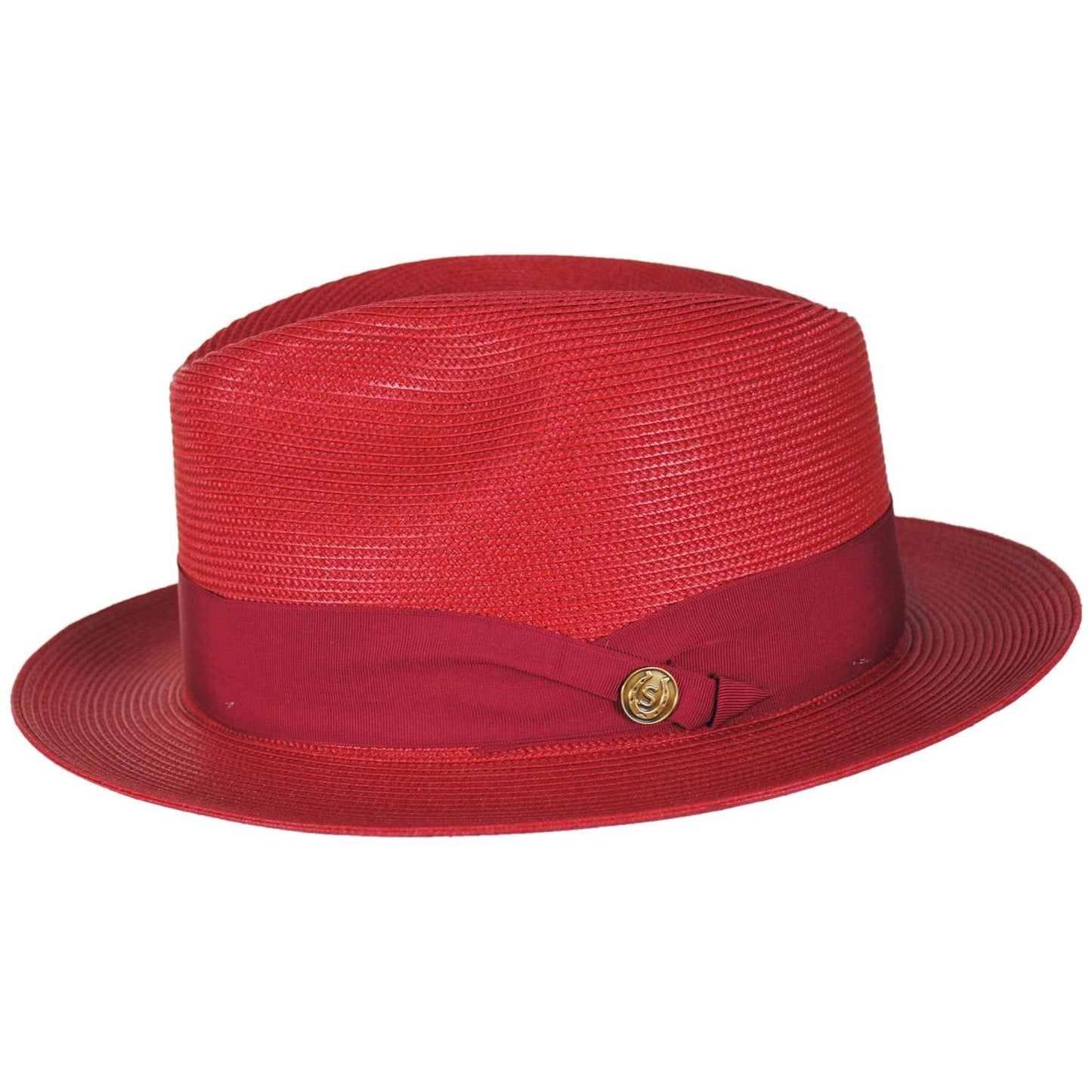 Stetson | Rosebud Florentine Milan Poly Straw Fedora Hat | 127073 | profile | RED