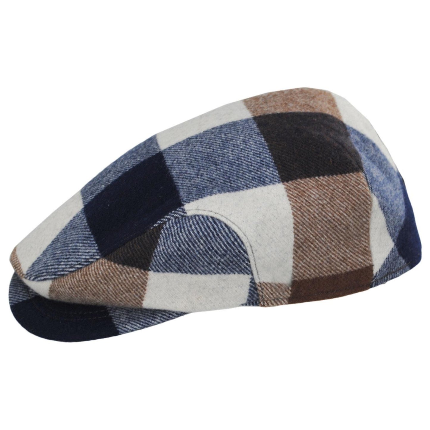 Baskerville Hat Company | Austen Wool Check Square Bill Ivy Cap | 167673 | profile | BROWN/NAVY