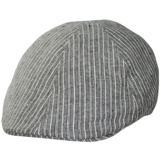 Bigalli | Striped Linen and Cotton Duckbill Ivy Cap | 161813 | lead | BROWN