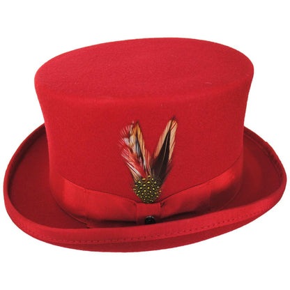 Jaxon Hats | Mid Crown Wool Felt Top Hat | 193700 | profile | RED