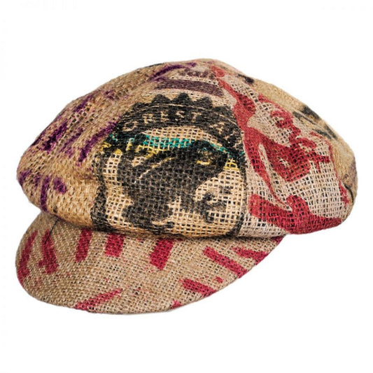 Hills Hats of New Zealand | Havana Coffee Works Jute Baker Boy Hat | 171122 | lead | MULTI