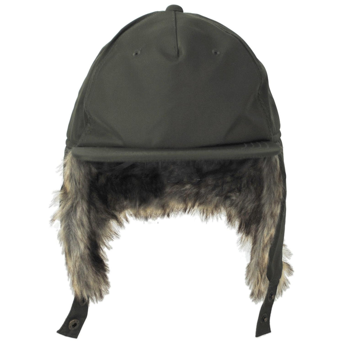 Dorfman Pacific | Woody Nylon Earflap Fitted Baseball Cap | 200184 | front | OLIVE