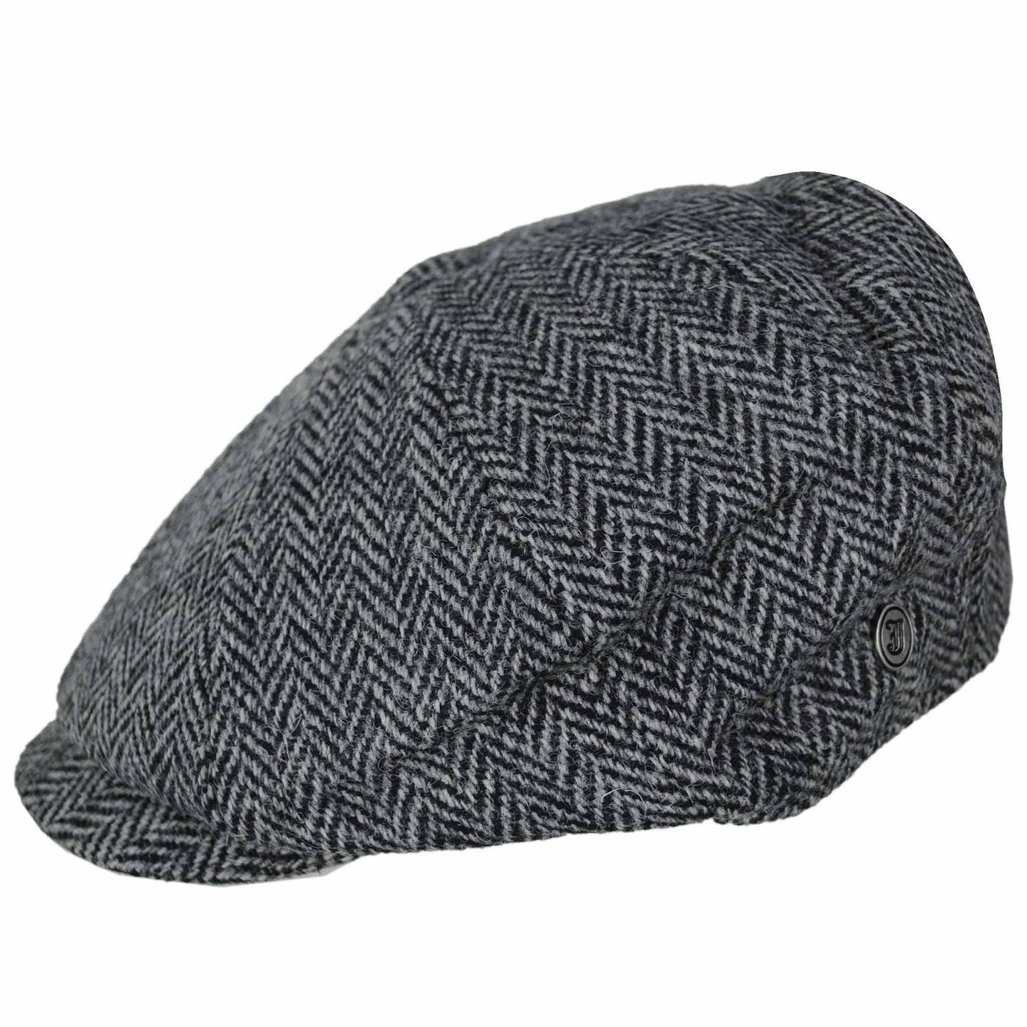 Jaxon & James | Castlebay Harris Tweed Wool Newsboy Cap | 170000 | profile | BLACK/GREY