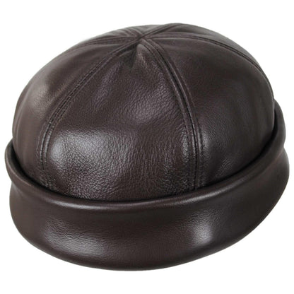 NEW YORK HAT CO | Six Panel Leather Skull Cap Beanie Hat | 142001 | lead | BROWN