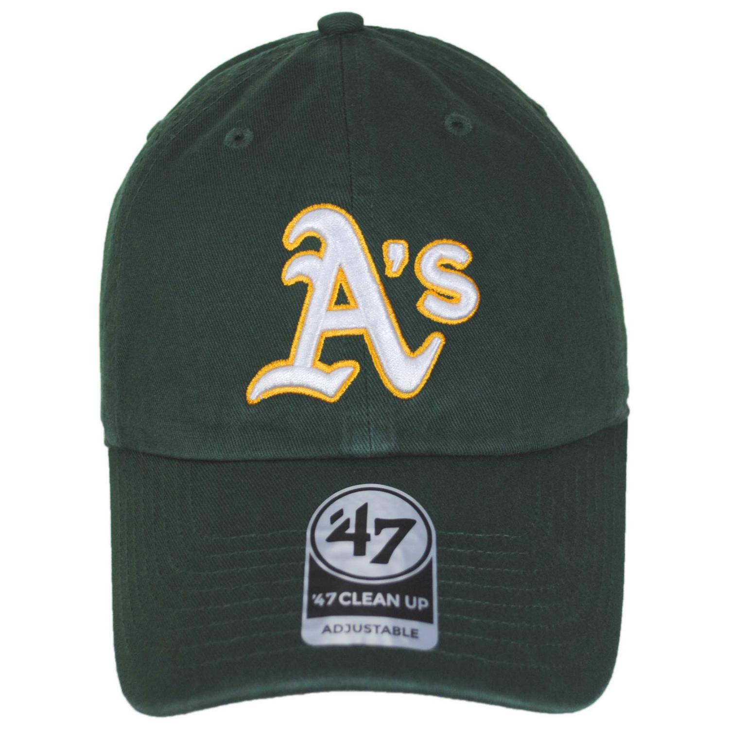 47 Brand | Oakland Athletics MLB Clean Up Strapback Baseball Cap Dad Hat | 203122 | front | DARK GREEN