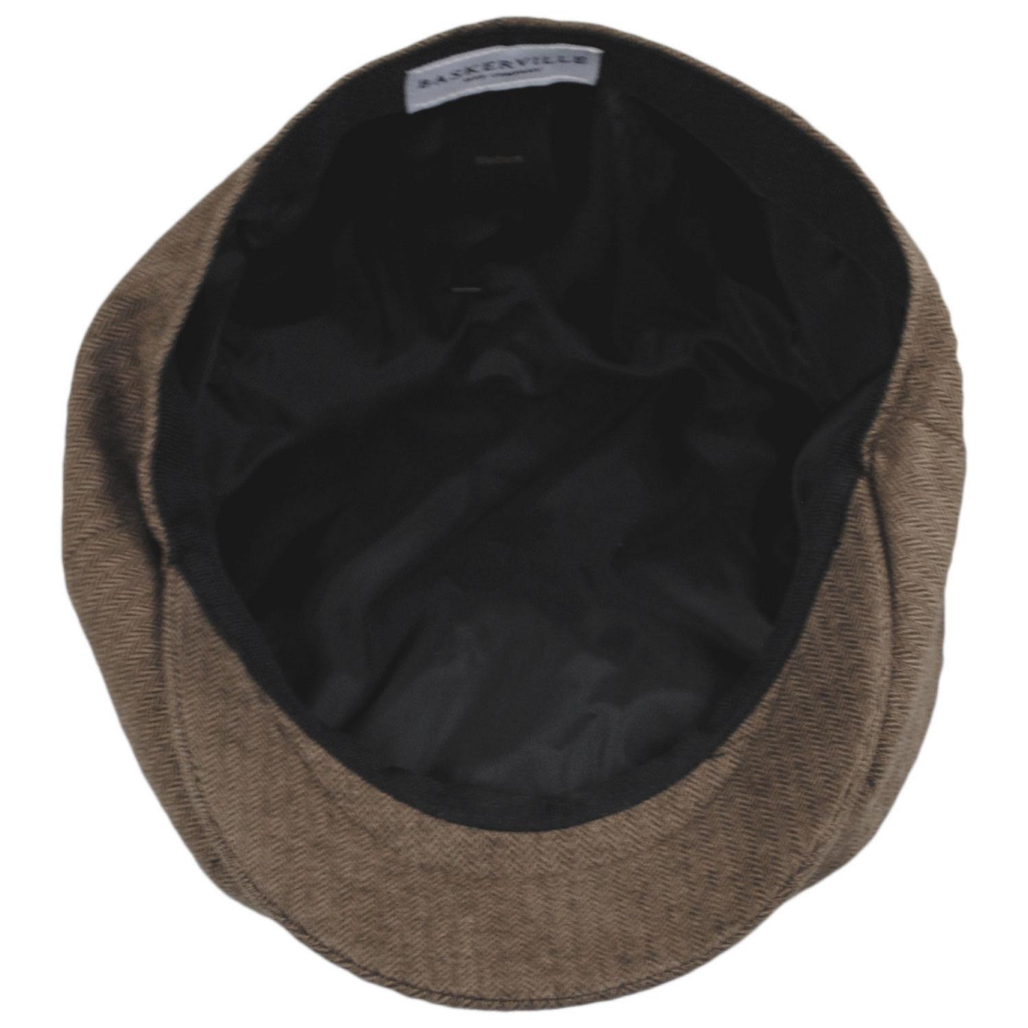 Baskerville Hat Company | Cardiff Cotton Herringbone Newsboy Cap | 167678 | under | BROWN/TAN