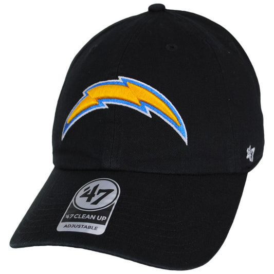 47 Brand | Los Angeles Chargers NFL Clean Up Strapback Baseball Cap Dad Hat | 203760 | lead | BLACK