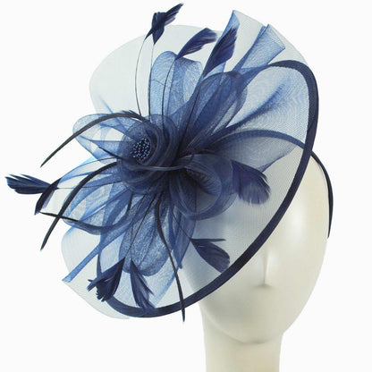 Sophia | Floral Mesh and Ribbon Fascinator Hat | 122905 | front | NAVY