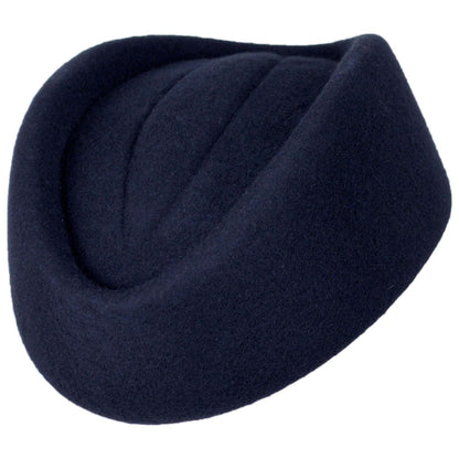 sur la tete | Stewardess Wool Felt Pillbox Hat | 157021 | lead | NAVY BLUE
