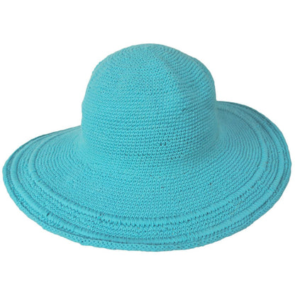 San Diego Hat Company | Bali Cotton Crochet Sun Hat  | 108934 | front | AQUAMARINE