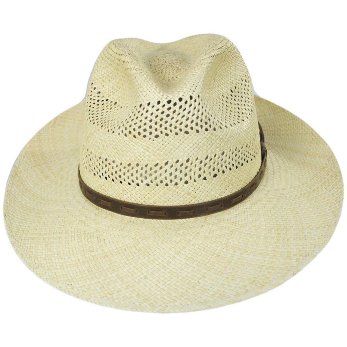 Bailey 1922 | Ezra Vented Panama Straw Fedora Hat | 127759 | front | NATURAL
