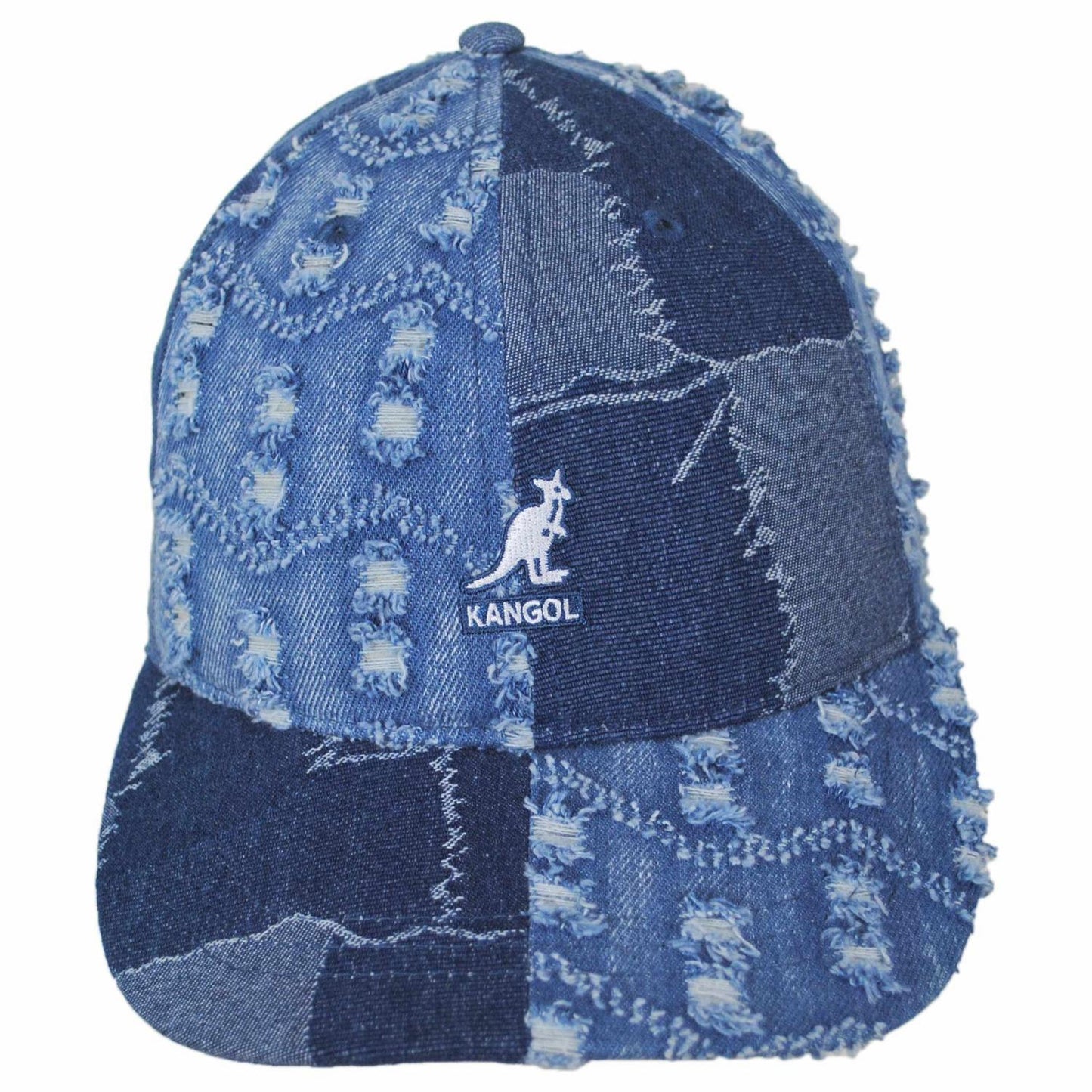 Kangol | Denim Mashup Strapback Baseball Cap Dad Hat | 201132 | front | MEDIUM BLUE