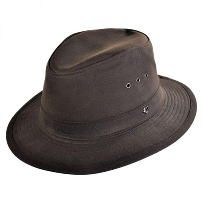 Hills Hats of New Zealand | The Milford Wax Cotton Fedora Hat | 401704 | lead | BROWN