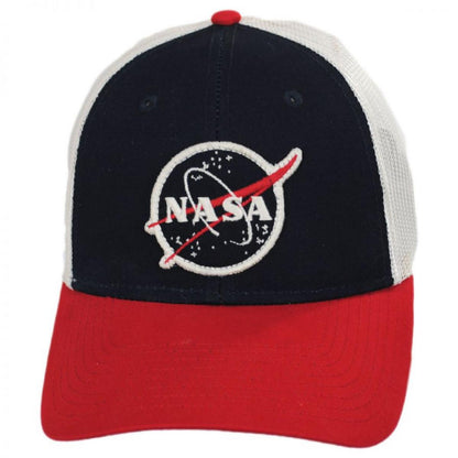 NASA | Roughage NASA Mesh Trucker Snapback Baseball Cap | 210357 | front | RED/WHITE/BLUE