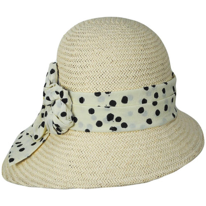 Polka Dot Toyo Straw Cloche Hat