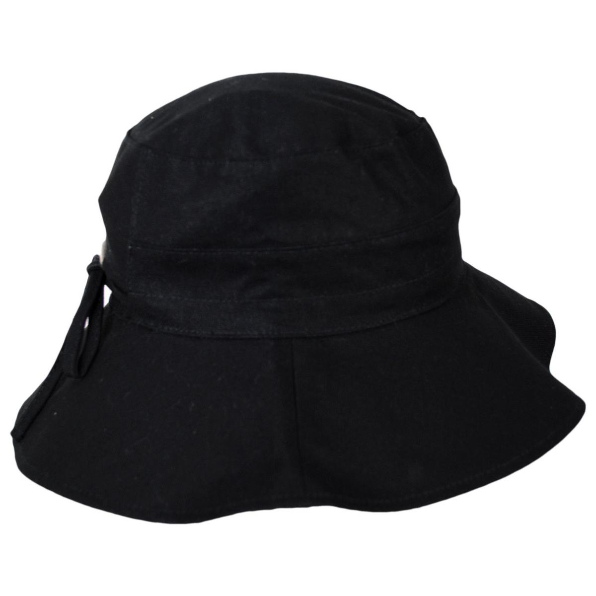 Scala | Alma Ponytail Cotton Bucket Hat | 106443 | front | BLACK