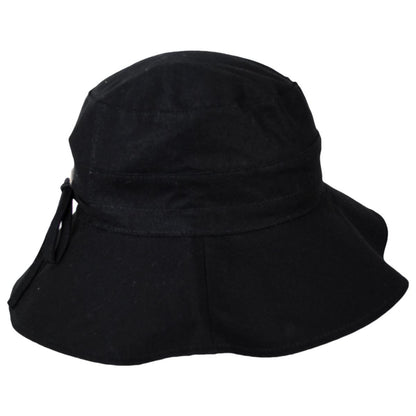 Scala | Alma Ponytail Cotton Bucket Hat | 106443 | front | BLACK