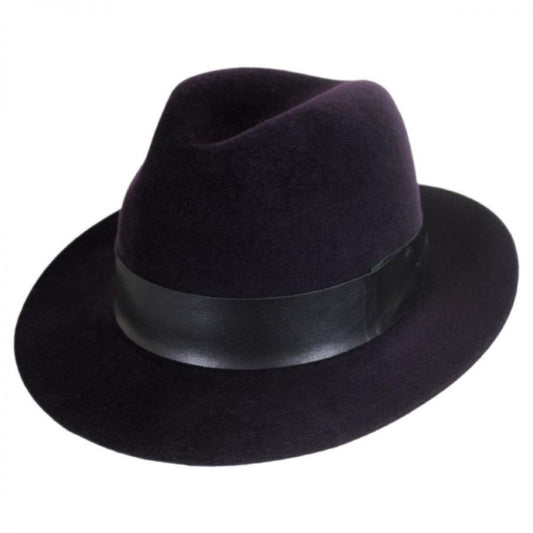 Bailey 1922 | Flume Velour Fur Felt Fedora Hat | 130332 | lead | AUBERGINE