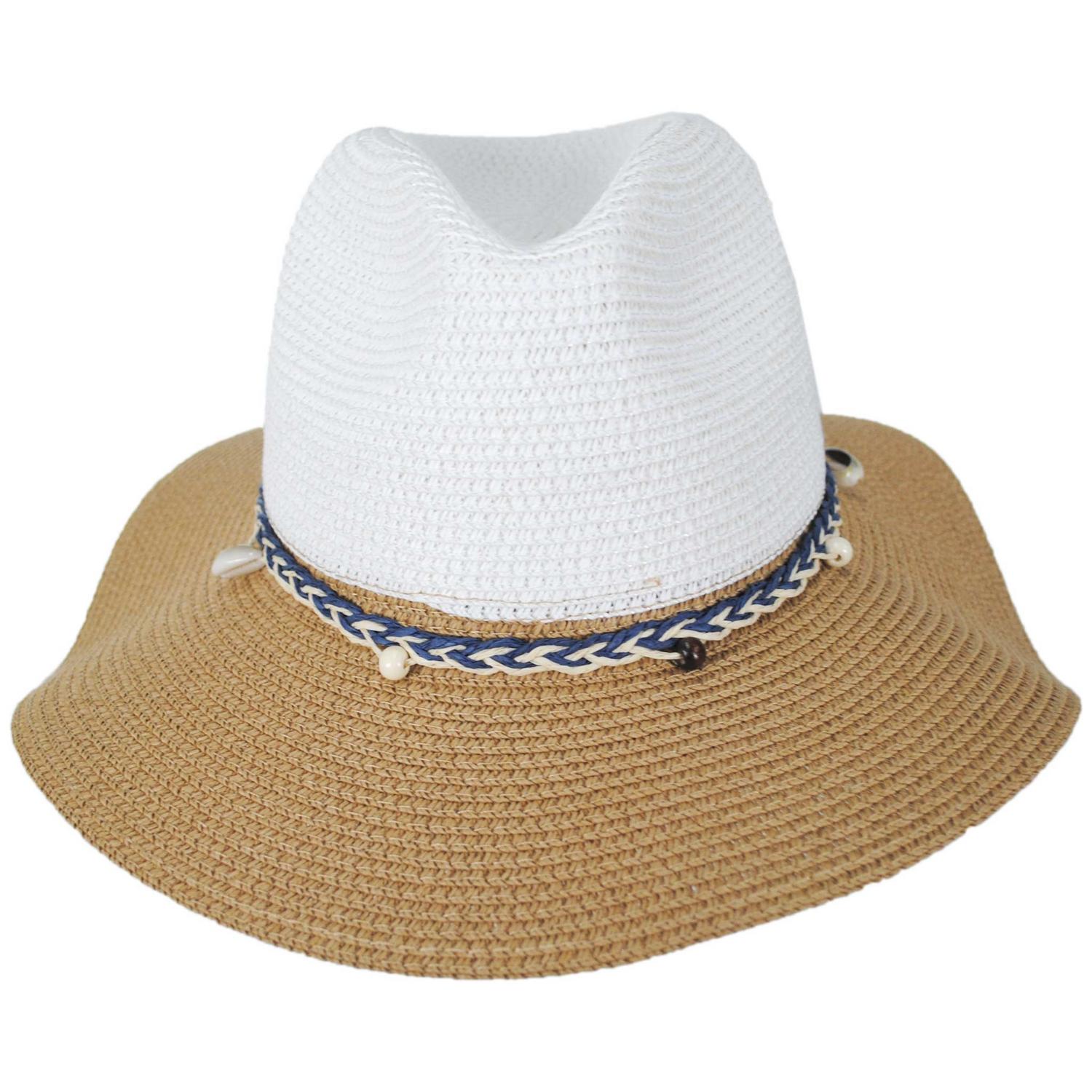 Jeanne Simmons | Two Tone Toyo Straw Fedora Hat | 101821 | front | TAN