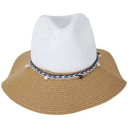Jeanne Simmons | Two Tone Toyo Straw Fedora Hat | 101821 | front | TAN