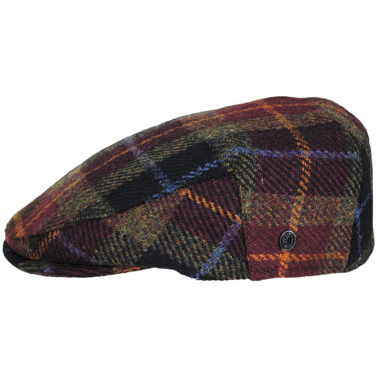Jaxon & James | Callanish Harris Tweed Wool Ivy Cap | 170020 | profile | GREEN/RED/BLACK