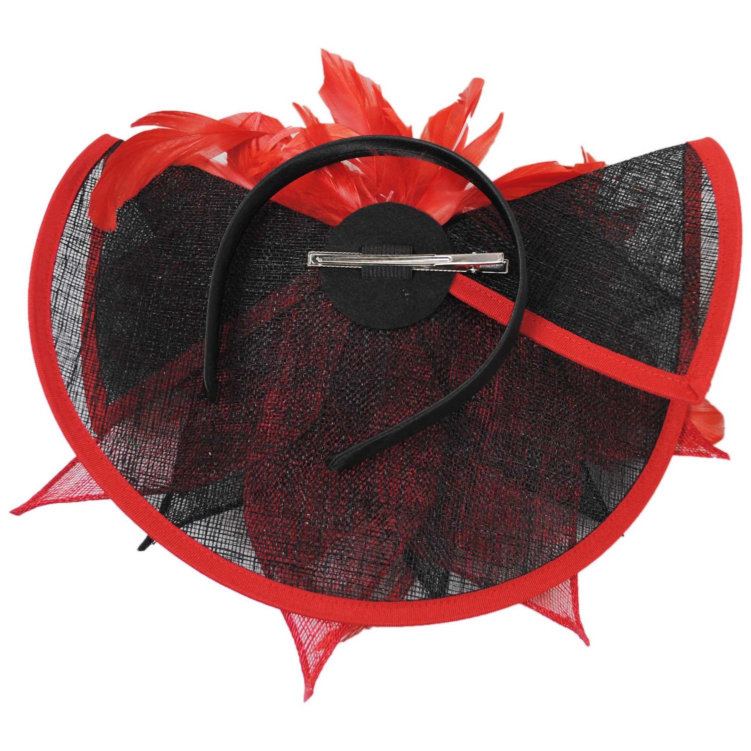 Sophia | Two Tone Folded Sinamay Straw Fascinator Hat | 122902 | under | RED